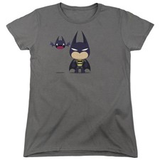 Batman Cute Batman Womens T Shirt Charcoal Officially Licensed
