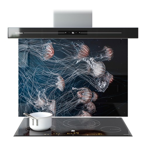 Glass kitchen splashback tile - kitchen,