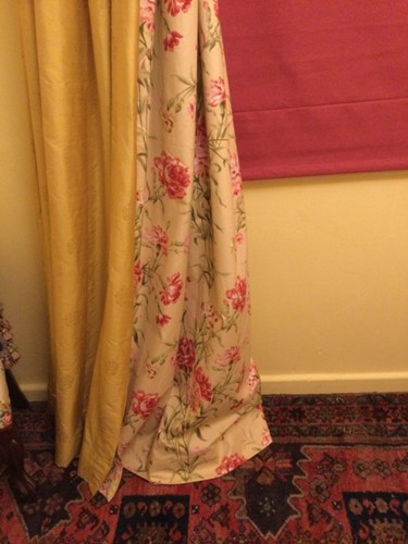 Huge pair silk curtains limed - huge,
