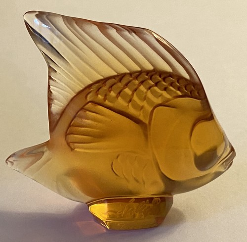 Lalique amber crystal angel - amber,