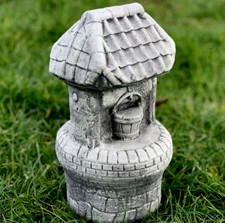 Wishing well figurine for wedding decor Concrete fairy garden house Home statue