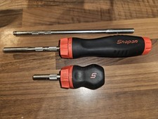 Snap On Tools Black & Red Ratcheting Screw Driver  Good Used Condition
