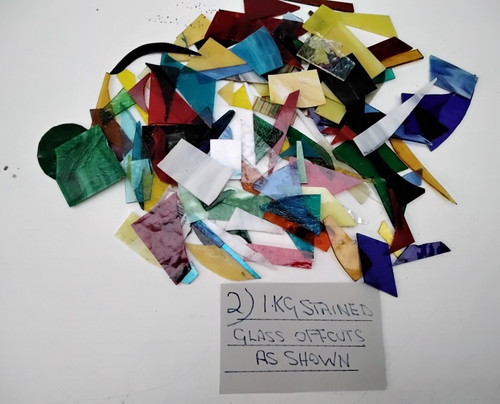 Stained glass offcuts 1kg - ,