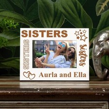 White Engraved Sisters Sentiment Personalised Photo Frame Gift FW-311