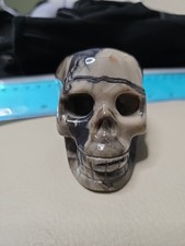 volcano agate Crystal Skull with Nice Druzy UV Reactive Crystal Quartz. 394g