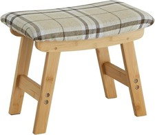 Small Foot Stool Ottoman Rest Under Desk for Living Room Bedroom Natural Legs