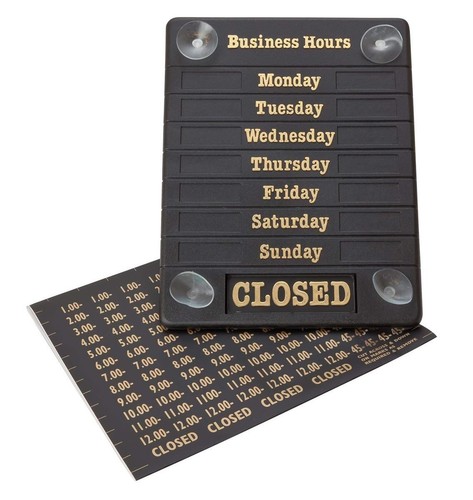 Hours business sign - of,