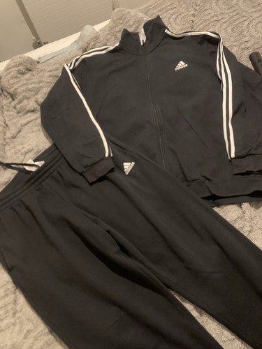 Adidas mens black tracksuit - black,