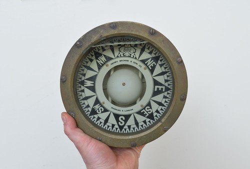 Vintage boat compass old - , ship