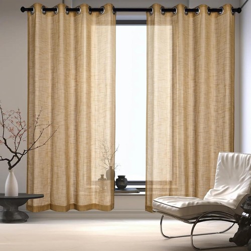 Linen look sheer curtains - linen,