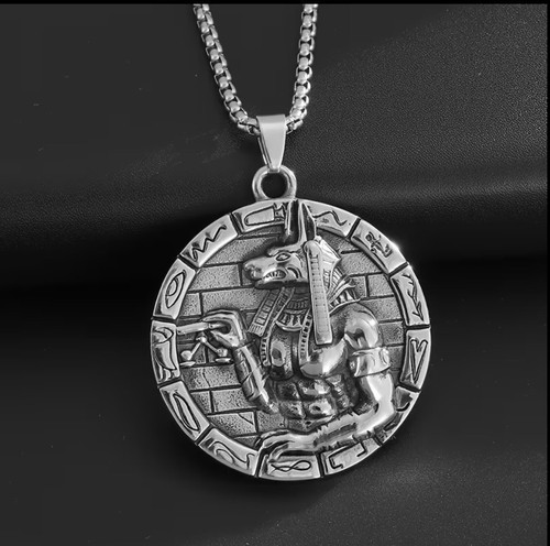 Anubis silver pendant necklace - silver,