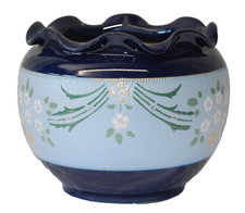Lovatts langley Pottery Planter Jardinere Art Nouveau Wavy Edge Cobalt Blue 1918
