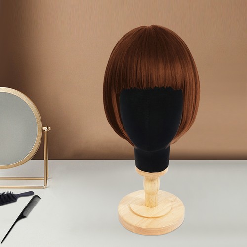 Wig stand holder black linen - wig,