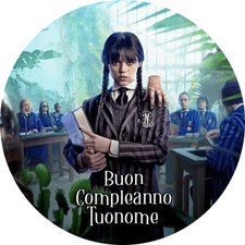 Cialda MERCOLEDI ADDAMS FAMILY con NOME Decorazione Torta Ostia Zucchero