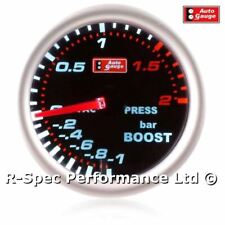 AUTOGAUGE 52mm Mechanical Smoked Face Faced Turbo Boost Gauge Kit Bar