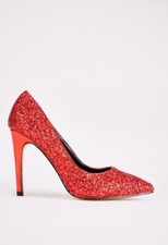 Designer Style Red Glitter High Heel Shoes,10cm ,size 4 Uk