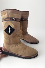 Vintage 70s Grateful Dead Theme Lined Suede Warm Winter Boots Shoes