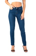 Wakee Blue Ultra High Rise Skinny Leg Jeans With Fade Line Detail 60127