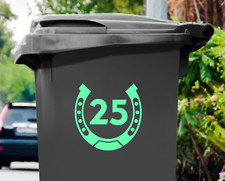 Custom Horse Shoe Wheelie Bin Stickers | Waterproof Vinyl Decal | Set of 1/3/4
