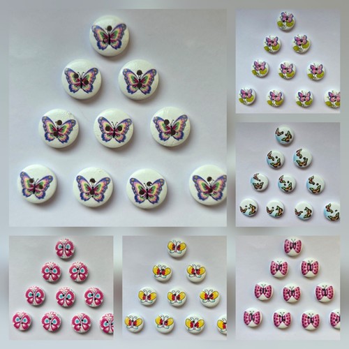 Butterfly patterned buttons - patterned,