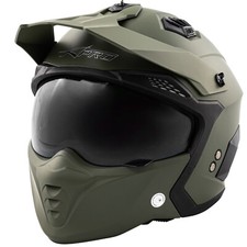 Jet Helmet Cafe Racer Open Face Motorcycle SunVisor Custom Scooter Matt Green