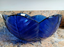 Cobalt Blue Glass Bowl Leaf