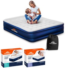 High Raise Flocked Air Bed Inflatable Built in Pump Camping Mattress Home Travel
