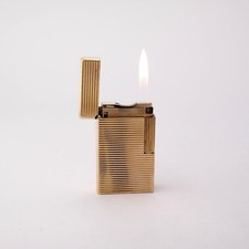 Vintage ST Dupont Line 1 1L Large Lighter. Horizontal Gold Stripes. Made France