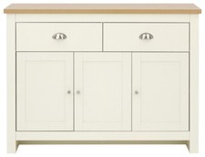 Large Cream Sideboard Lancaster Range Cream and Oak 3 door 2 Drawer graded