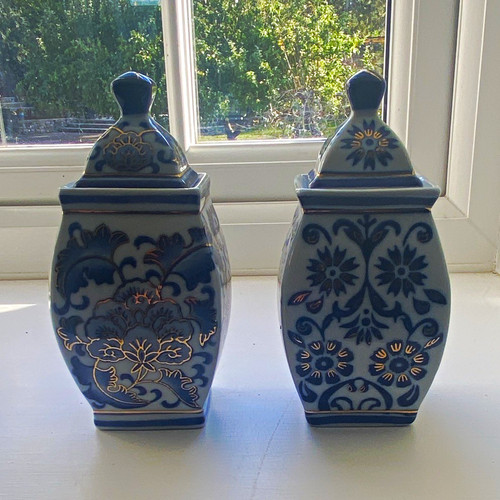 Set blue white floral - set, 2