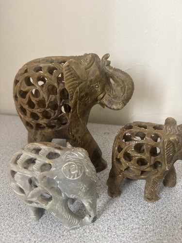 Vintage hand carved soapstone - carved,