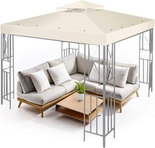 Gazebo Replacement Canopy 10x10ft - Double Tier UV Resistant Waterproof Ivory
