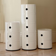 Bedroom Cylinder Cabinet Storage Unit 5 Tier Round Cupboard Drawer Bedside Table