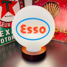 Esso Gas Petrol Pump Globe with Wood LED Lamp Base UK plug