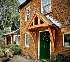 Solid oak Porch canopy kit with Curved chamfered braces -, Chunky Made in the UK