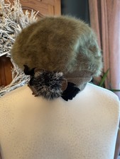 Forbusite Angora Wool Blend Khaki Green Beret Hat One Size