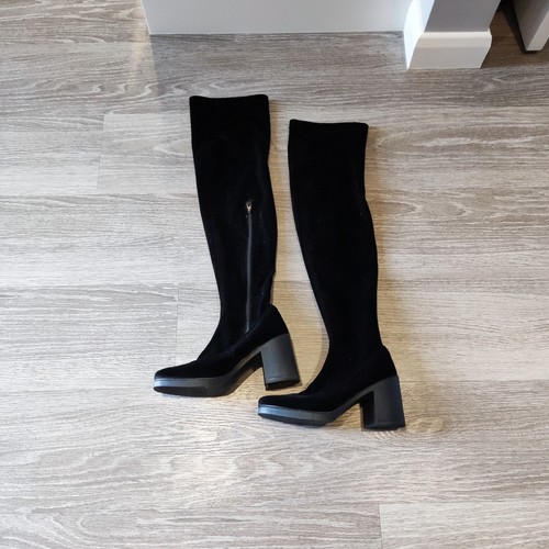 Velvet over the knee - knee, black