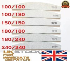 Nail Files 100/180/240 Grit Professional Quality  Half Moon BUFFER EMERY BOARD