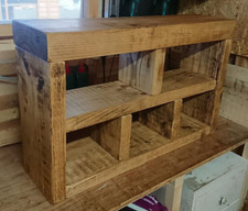 Small Shoe Rack Hall Bench, Storage Seat, Handmade Solid Chunky Rustic Pine Wood