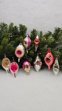 Vintage Teardrops Concave Indent Ornaments Glass: Antique Christmas Decorations