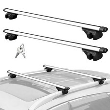 Universal Lockable Aluminium Car Roof Rack Bars Rail Luggage Carrier 120cm 100KG