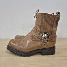 New Rock Neobiker M-7605 Brown Leather Chunky Platform Boots Size Uk 9 Eu 43