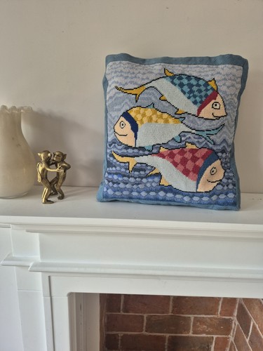 Vintage needlepoint fish - needlepoint,