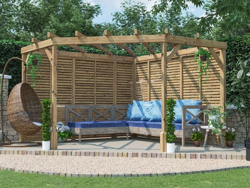 Wooden corner garden pergola - wooden,