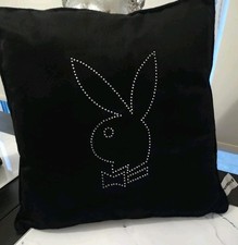 playboy bunny rhinestone square pillow plush black Y2K vintage 2006