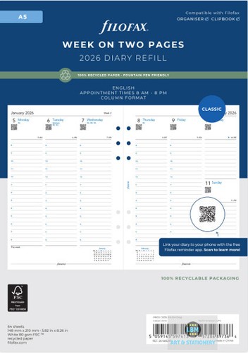 Filofax 2026 recycled paper - 2026, a5