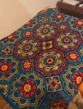 Handmade Crochet Persian Tiles Blanket - Marrakesh Colourway