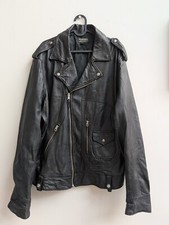 Vintage Ralph Lauren Polo Jeans Company Black Sheepskin Leather Jacket Large (L)