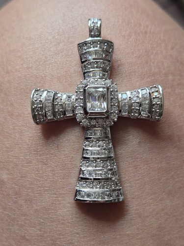 Qvc diamonique large cross - ss,
