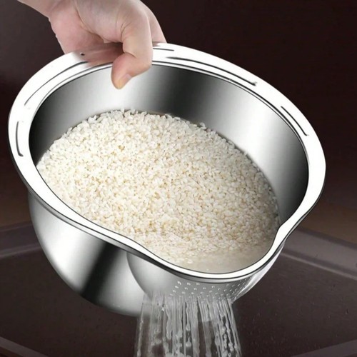 Stainless steel rice strainer - stainless,